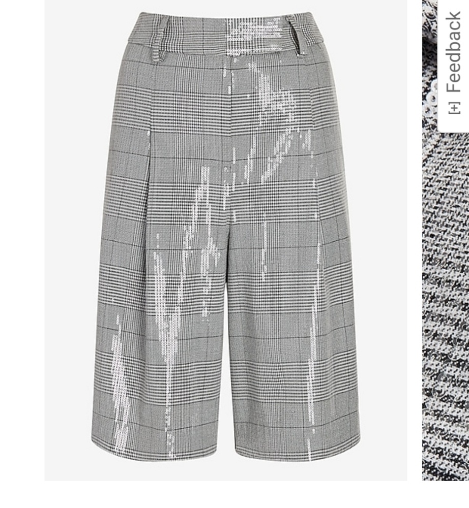 EXPRESS High Waisted Plaid Sequin Bermuda Shorts